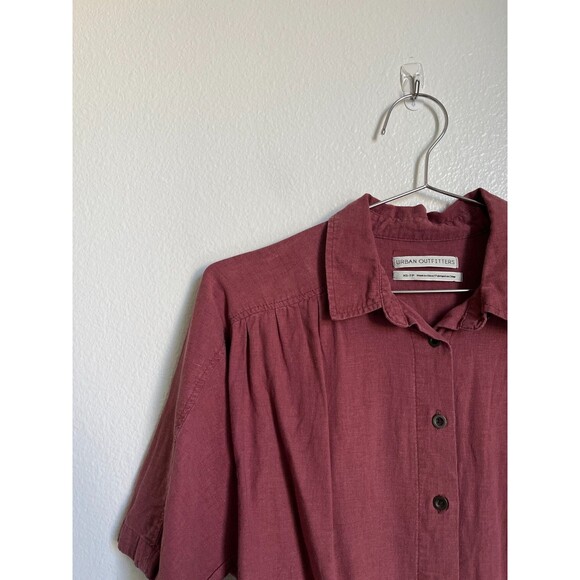 Urban Outfitters Women's Jena Tie Front Blouse in Mulberry Size XS - Picture 2 of 6